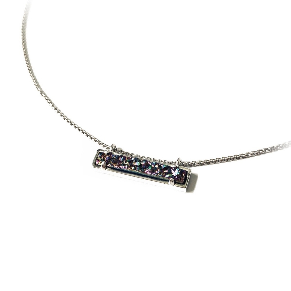 Kendra Scott Silver Rhodium Leanor Bar Multicolor Quartz Necklace​